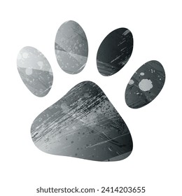 Paw Prints. Logo. Vector Illustration. Watercolor style. Anthracite gray. Dark gray. Black color.