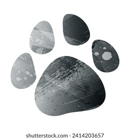 Paw Prints. Logo. Vector Illustration. Watercolor style. Anthracite gray. Dark gray. Black color.