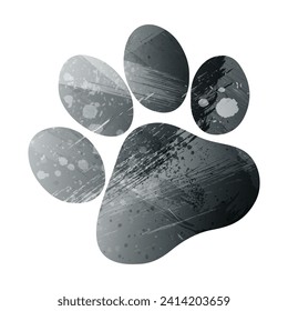 Paw Prints. Logo. Vector Illustration. Watercolor style. Anthracite gray. Dark gray. Black color.