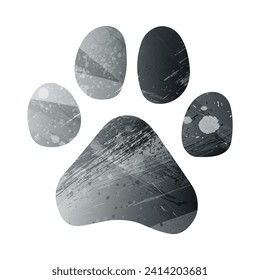 Paw Prints. Logo. Vector Illustration. Watercolor style. Anthracite gray. Dark gray. Black color.