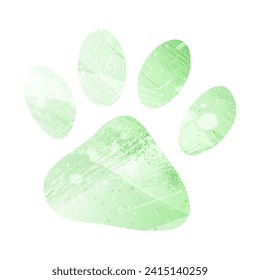 Paw Prints. Logo. Vector Illustration. Watercolor style. Light lettuce color. Pastel green.