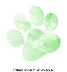 Paw Prints. Logo. Vector Illustration. Watercolor style. Light lettuce color. Pastel green.