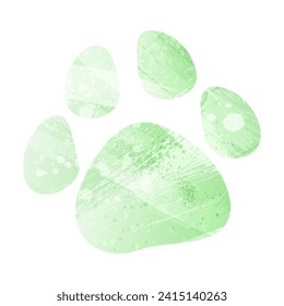 Paw Prints. Logo. Vector Illustration. Watercolor style. Light lettuce color. Pastel green.