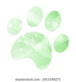 Paw Prints. Logo. Vector Illustration. Watercolor style. Light lettuce color. Pastel green.