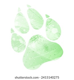 Paw Prints. Logo. Vector Illustration. Watercolor style. Light lettuce color. Pastel green.