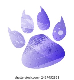 Paw Prints. Logo. Vector Illustration. Watercolor style. Aspid blue color. A violet, delicate, pastel color.