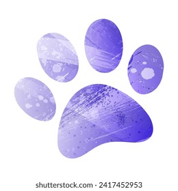Paw Prints. Logo. Vector Illustration. Watercolor style. Aspid blue color. A violet, delicate, pastel color.