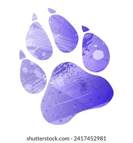 Paw Prints. Logo. Vector Illustration. Watercolor style. Aspid blue color. A violet, delicate, pastel color.