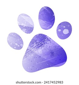 Paw Prints. Logo. Vector Illustration. Watercolor style. Aspid blue color. A violet, delicate, pastel color.