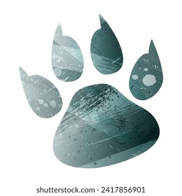 Paw Prints. Logo. Vector Illustration. Watercolor style. Aspid gray color. Green-gray deep color.
