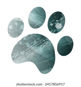Paw Prints. Logo. Vector Illustration. Watercolor style. Aspid gray color. Green-gray deep color.