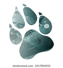 Paw Prints. Logo. Vector Illustration. Watercolor style. Aspid gray color. Green-gray deep color.