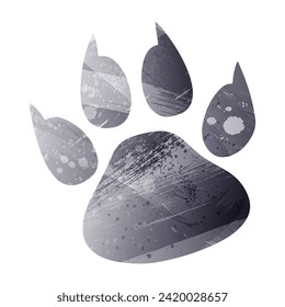 Paw Prints. Logo. Vector Illustration. Watercolor style. Anthracite gray color. 