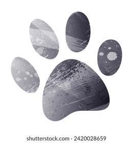 Paw Prints. Logo. Vector Illustration. Watercolor style. Anthracite gray color. 