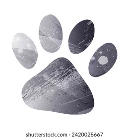 Paw Prints. Logo. Vector Illustration. Watercolor style. Anthracite gray color. 