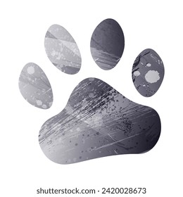 Paw Prints. Logo. Vector Illustration. Watercolor style. Anthracite gray color. 
