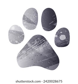 Paw Prints. Logo. Vector Illustration. Watercolor style. Anthracite gray color. 