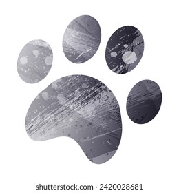 Paw Prints. Logo. Vector Illustration. Watercolor style. Anthracite gray color. 