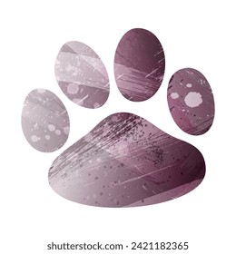 Paw Prints. Logo. Vector Illustration. Watercolor style. Eggplant color. Pastel purple color.