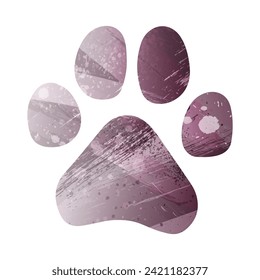 Paw Prints. Logo. Vector Illustration. Watercolor style. Eggplant color. Pastel purple color.