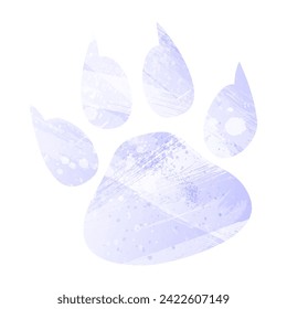 Paw Prints. Logo. Vector Illustration. Watercolor style. Periwinkle color. Delicate lilac color. Pastel purple.