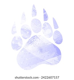 Paw Prints. Logo. Vector Illustration. Watercolor style. Periwinkle color. Delicate lilac color. Pastel purple.