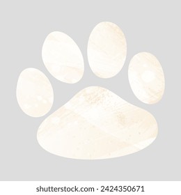 Paw Prints. Logo. Vector Illustration. Watercolor style. Banana color. Pastel yellow color.
