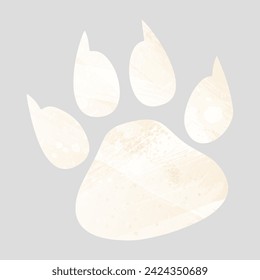 Paw Prints. Logo. Vector Illustration. Watercolor style. Banana color. Pastel yellow color.
