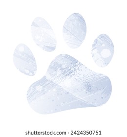 Paw Prints. Logo. Vector Illustration. Watercolor style. Periwinkle color. Pastel lilac color. Delicate purple.