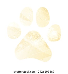 In: Paw Prints. Logo. In: Vector Illustration. Aquarellstil. Bananenfarbe. Pastellgelb. Zartes Gelb.