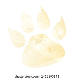 Paw Prints. Logo. Vector Illustration. Watercolor style. Banana color. Pastel yellow. Delicate yellow.
