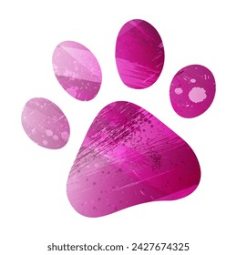 Paw Prints. Logo. Vector Illustration. Watercolor style. Eggplant color. Purple bright color.