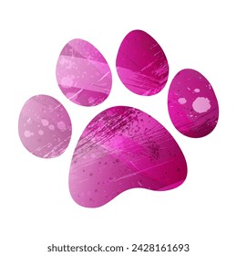 Paw Prints. Logo. Vector Illustration. Watercolor style. Eggplant color. Purple bright color.