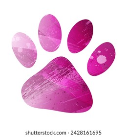 Impresiones de pata. Logo. Ilustración vectorial. Estilo acuarela. Color de berenjena. Color púrpura brillante.