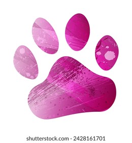 Paw Prints. Logo. Vector Illustration. Watercolor style. Eggplant color. Purple bright color.