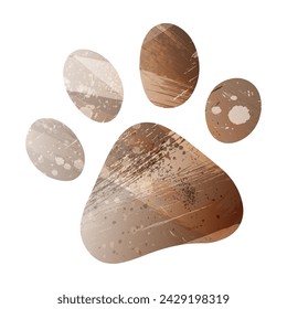 Paw Prints. Logo. Vector Illustration. Watercolor Style. Beige and brown color.