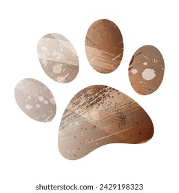 Paw Prints. Logo. Vector Illustration. Watercolor Style. Beige and brown color.