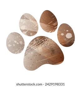 Paw Prints. Logo. Vector Illustration. Watercolor Style. Beige and brown color.