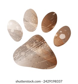 Paw Prints. Logo. Vector Illustration. Watercolor Style. Beige and brown color.