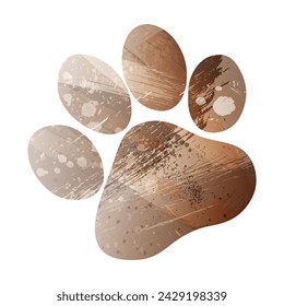 Paw Prints. Logo. Vector Illustration. Watercolor Style. Beige and brown color.