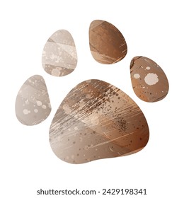 Paw Prints. Logo. Vector Illustration. Watercolor Style. Beige and brown color.