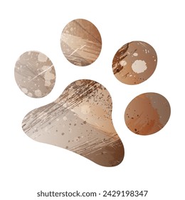 Paw Prints. Logo. Vector Illustration. Watercolor Style. Beige and brown color.
