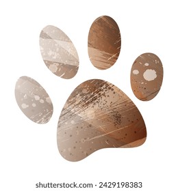 Paw Prints. Logo. Vector Illustration. Watercolor Style. Beige and brown color.