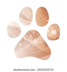 Paw Prints. Logo. Vector Illustration. Watercolor style. Beige and red color. Brown color.
