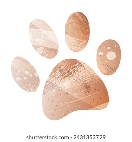 Paw Prints. Logo. Vector Illustration. Watercolor style. Beige and red color. Brown color.

