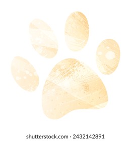 Paw Prints. Logo. Vector Illustration.  Watercolor style. Yellow color.