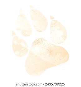 Paw Prints. Logo. Vector Illustration. Watercolor style. Biscuit color. Pastel yellow color.