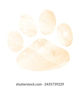 Paw Prints. Logo. Vector Illustration. Watercolor style. Biscuit color. Pastel yellow color.