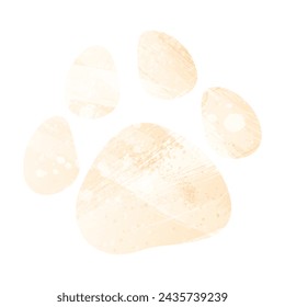 Paw Prints. Logo. Vector Illustration. Watercolor style. Biscuit color. Pastel yellow color.