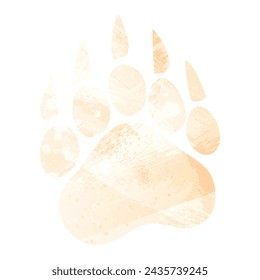 Paw Prints. Logo. Vector Illustration. Watercolor style. Biscuit color. Pastel yellow color.